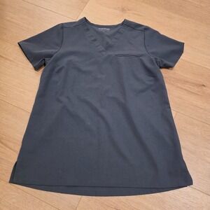 Mandala Scrub Top Womens Small Gray 1 Pocket Equa-Tek Stretch Anti-Microbial